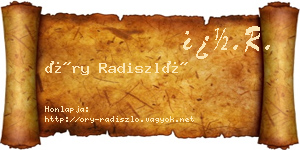 Őry Radiszló névjegykártya